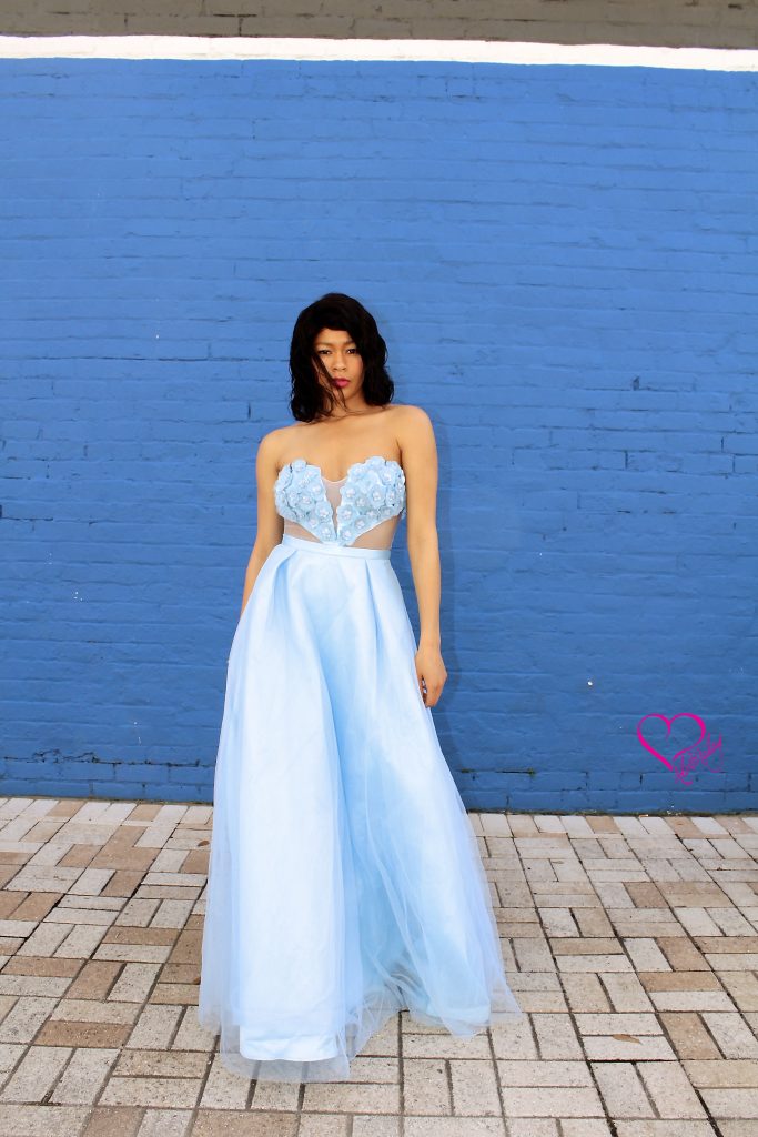 Sky Blue Cinderella 3D Flower Dress - Alex Malay